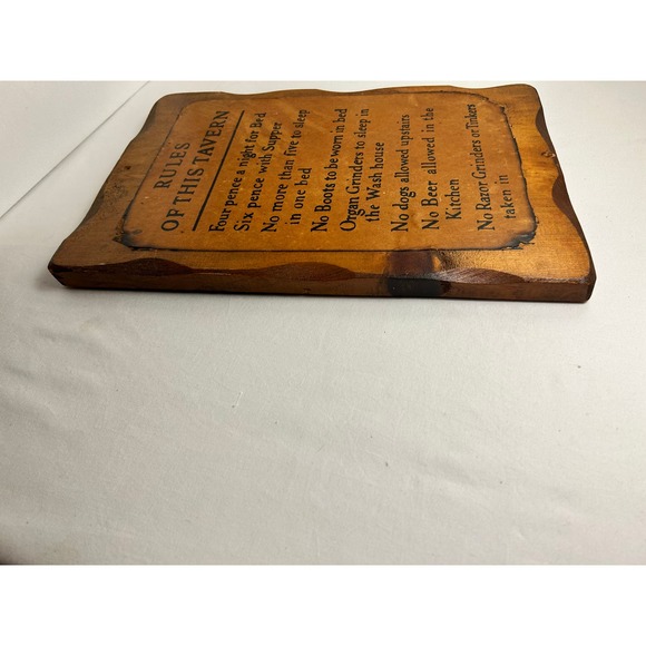 Vintage MCM Rules of this Tavern Wood Plaque Wall Hanging 11"x16" Country Charm - Picture 5 of 9